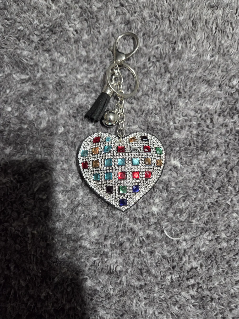 Multicolor Crystal Heart Keychain Charm